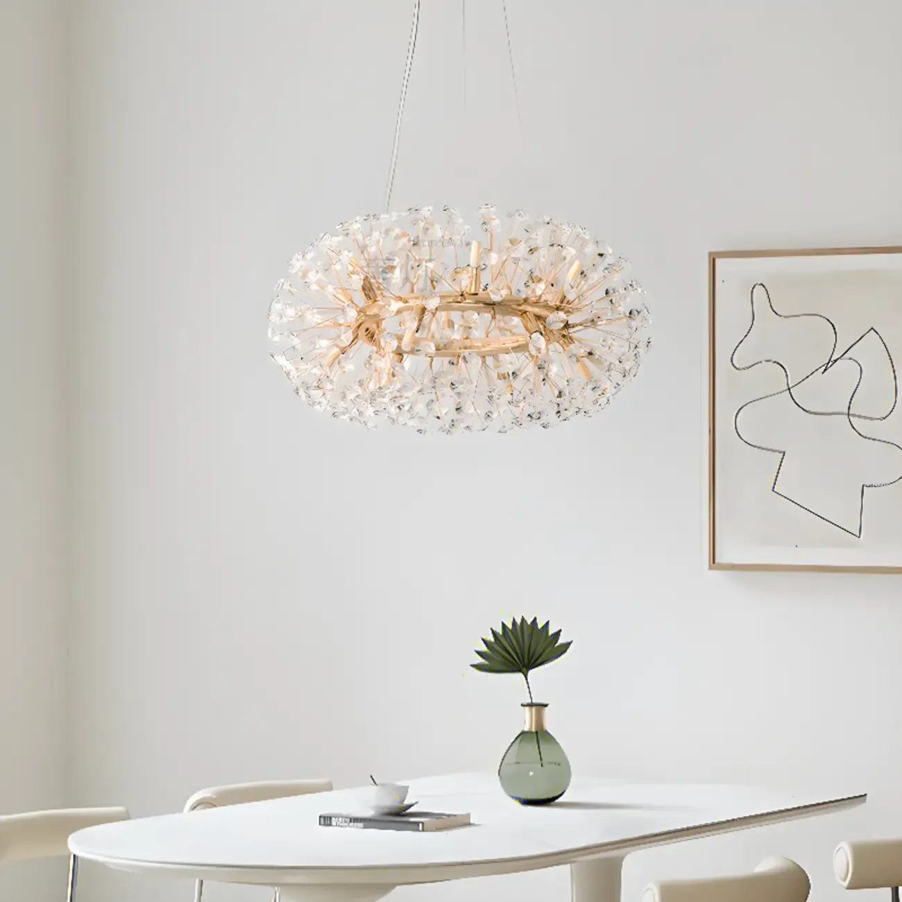 Luxury Crystal Round Chandelier with Geometric Design Image - 2