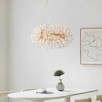 Luxury Crystal Round Chandelier with Geometric Design Image - 2