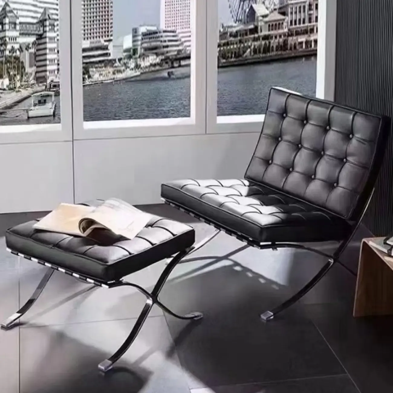 Modern Nappa Reclining Lounge Chair Image - 5