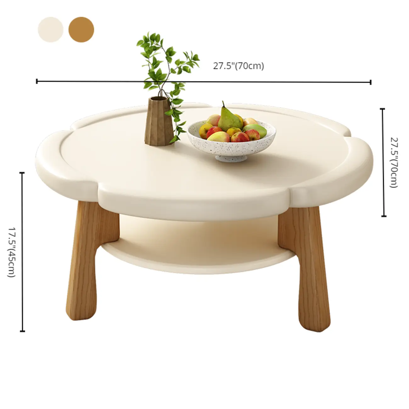 Irregular Cute Wooden Coffee Table with Storage for Living Room #size