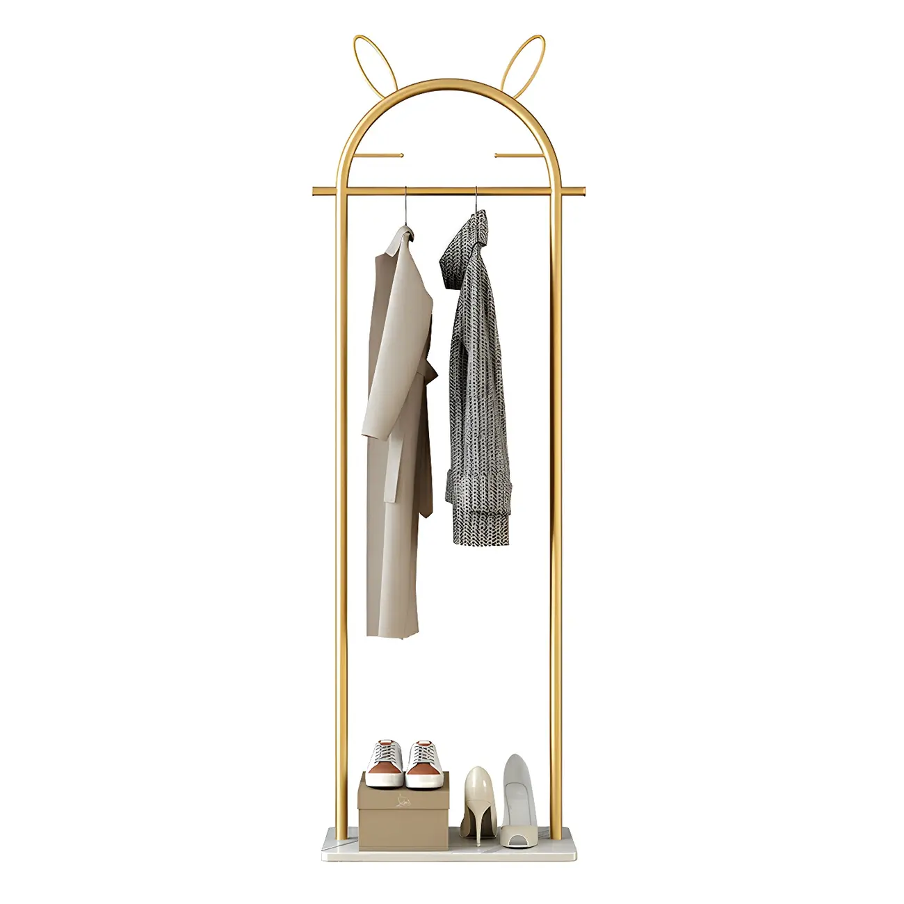 Modern Metal Coat Rack with Hooks & Shelf Image - 9 | homeyfad