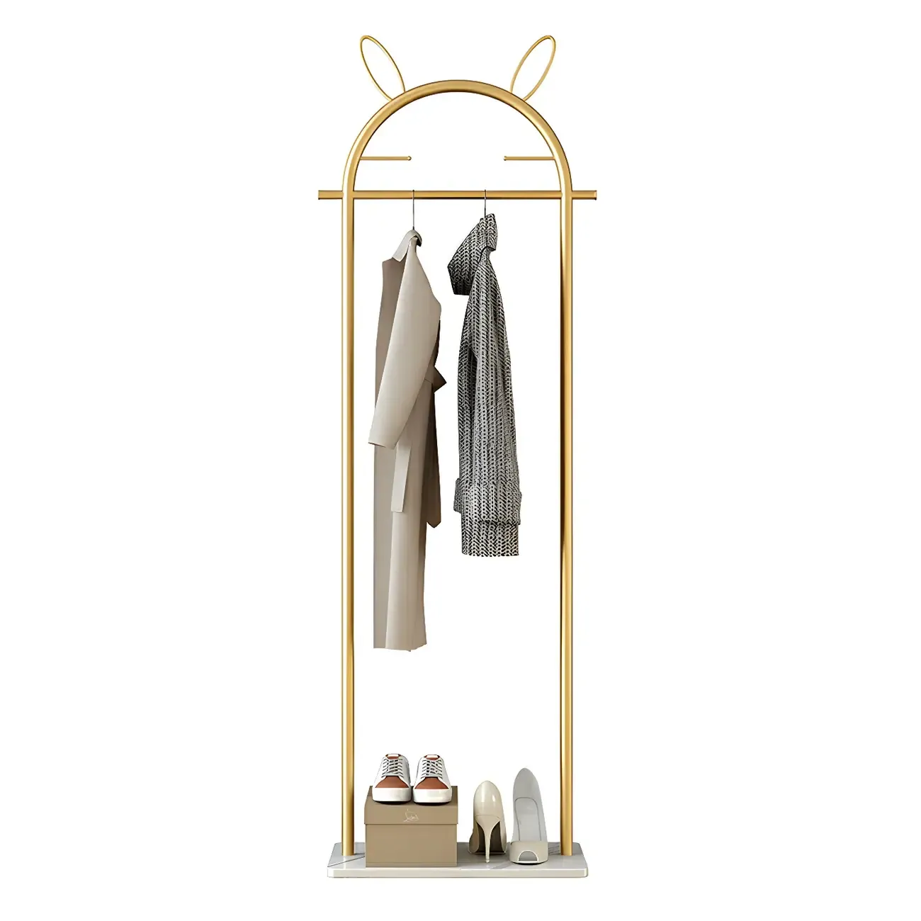 Modern Metal Coat Rack with Hooks & Shelf Image - 9