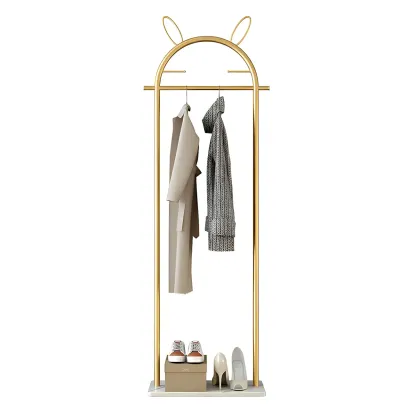 Modern Metal Coat Rack with Hooks & Shelf Image - 9