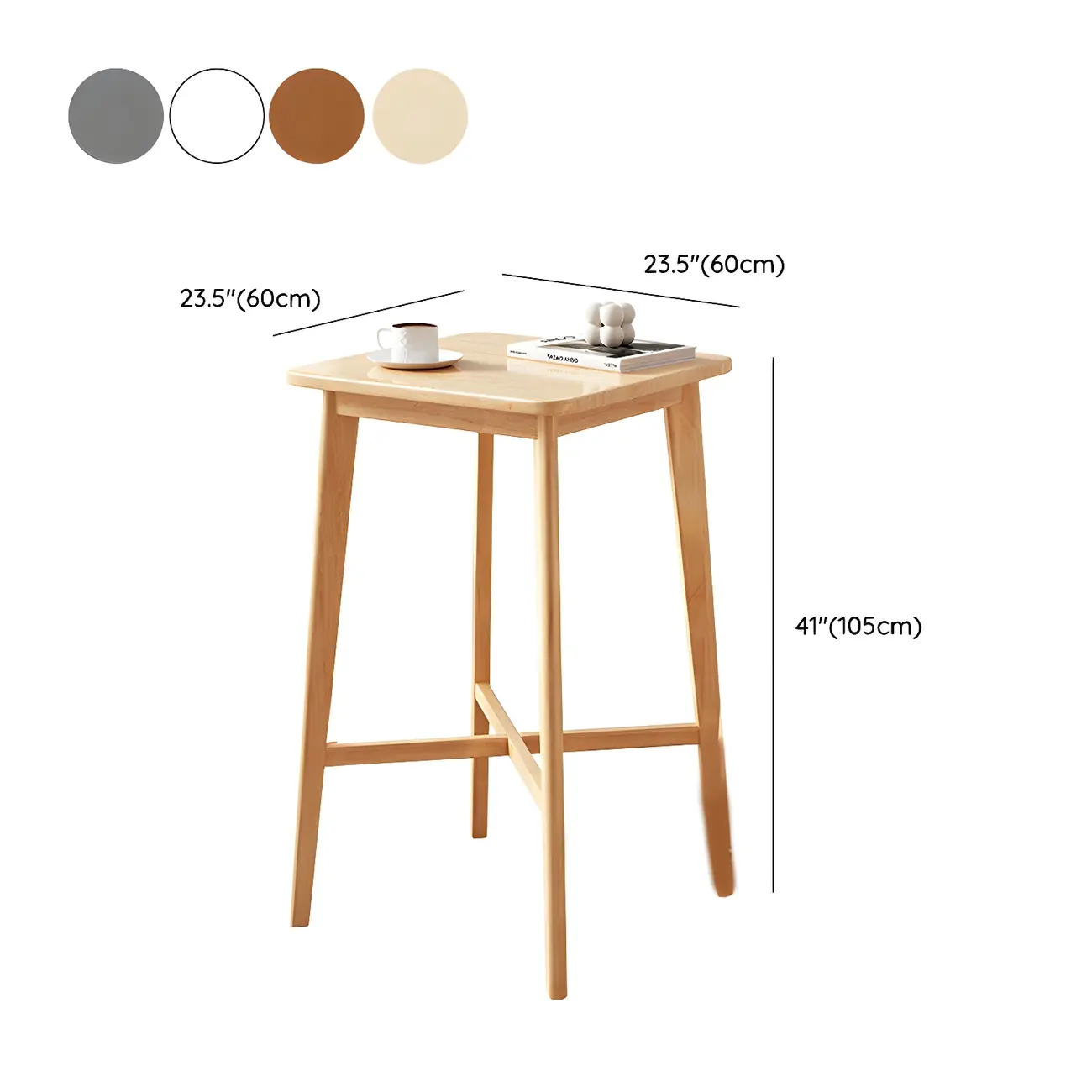 Modern Rubber Wood Square Bar Height Table #size | homeyfad
