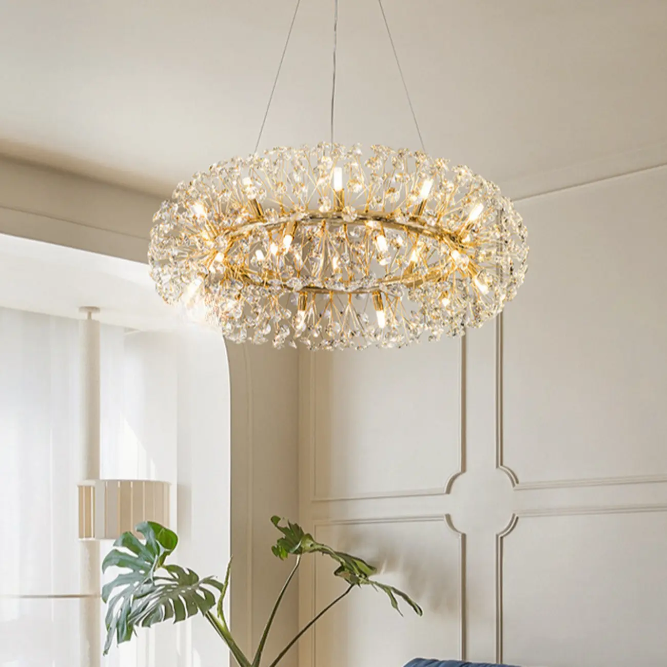 Luxury Crystal Round Chandelier with Geometric Design Image - 3 | homeyfad