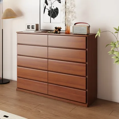 Modern Wood Dresser Light Walnut with 6-Drawers Storage Image - 22