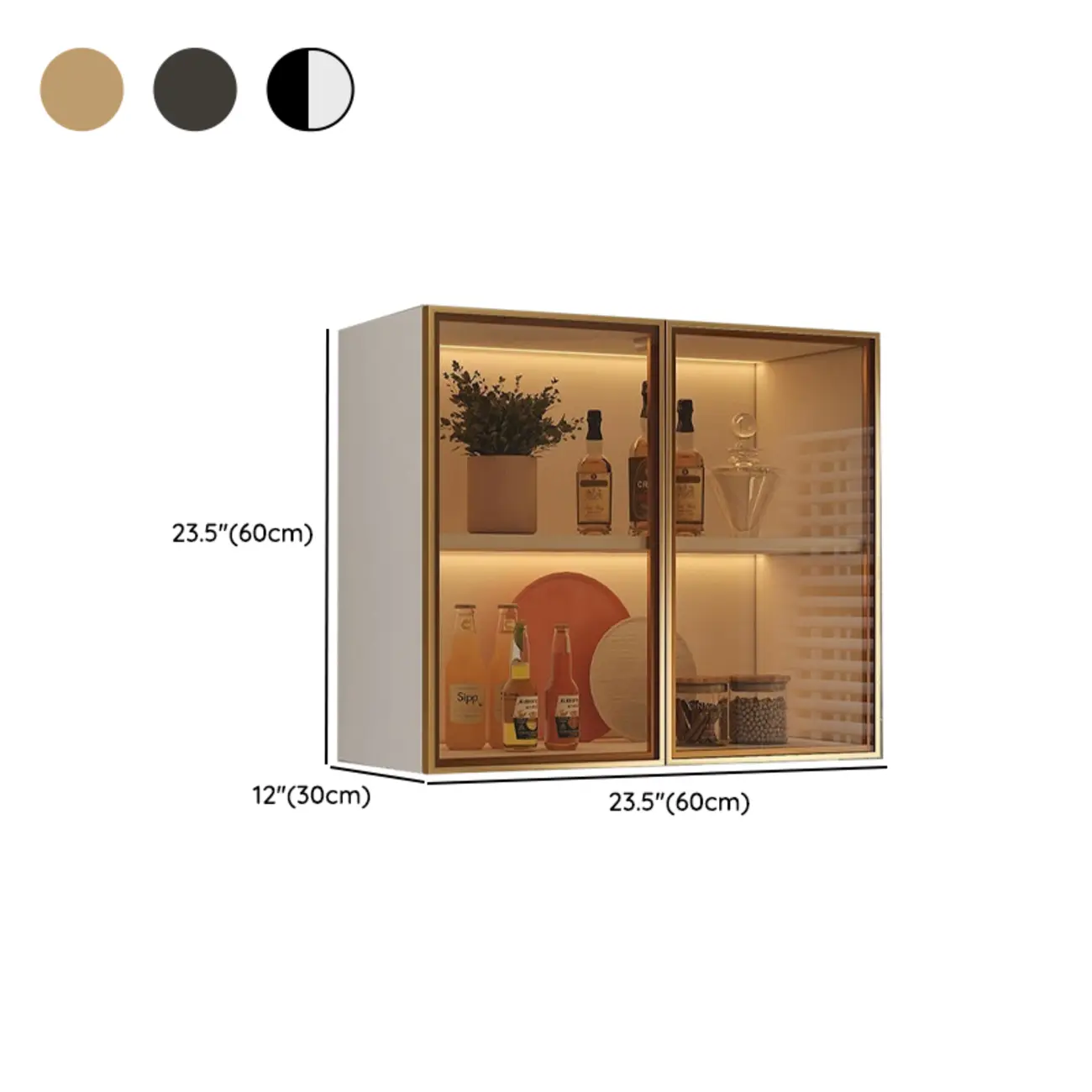 Modern Wood Wall-Mounted Display Cabinet with Glass #size | homeyfad