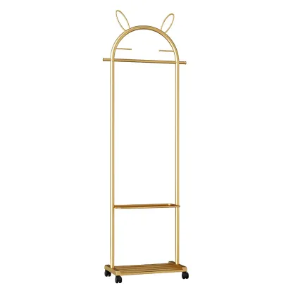 Modern Metal Coat Rack with Hooks & Shelf Image - 11