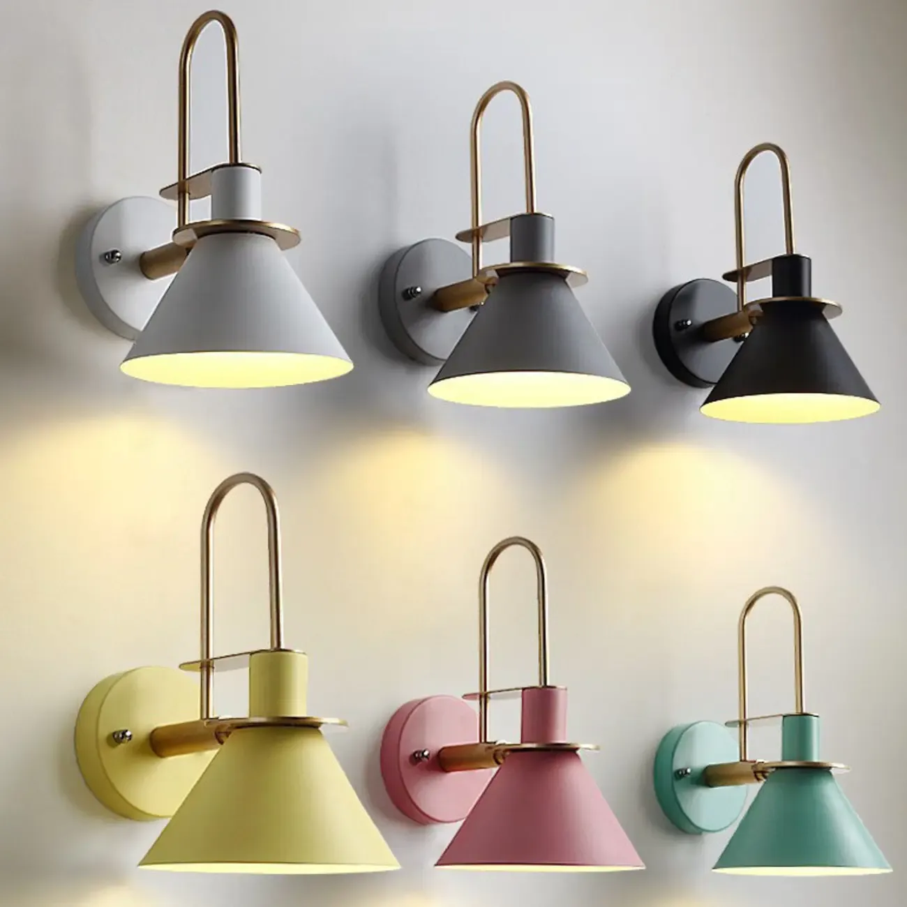 Modern 1-Light Cone Bath Vanity Light with Iron Shade Image - 12
