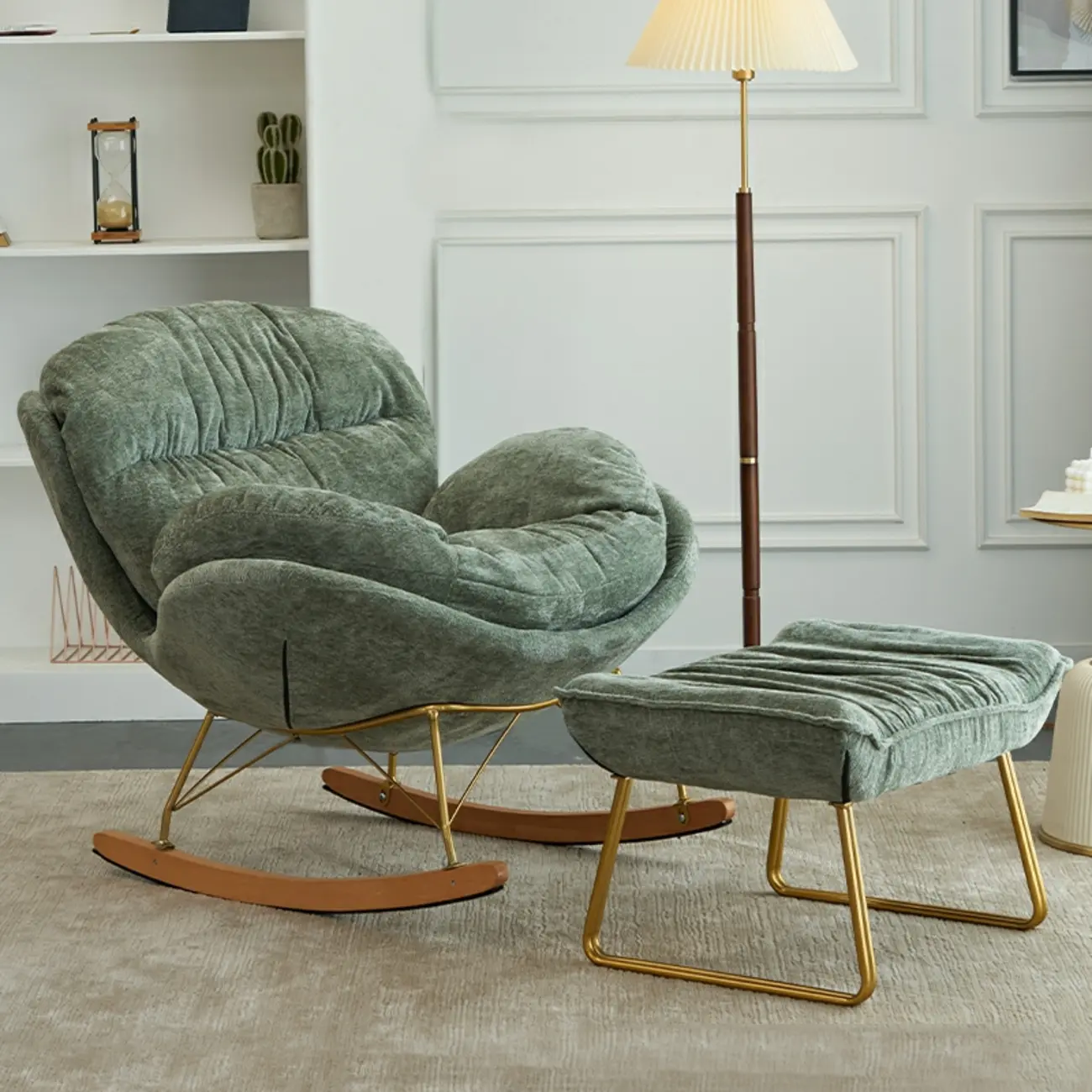 Modern Velvet Ergonomic Upholstered Rocking Chair for Nursery Image - 1 | homeyfad