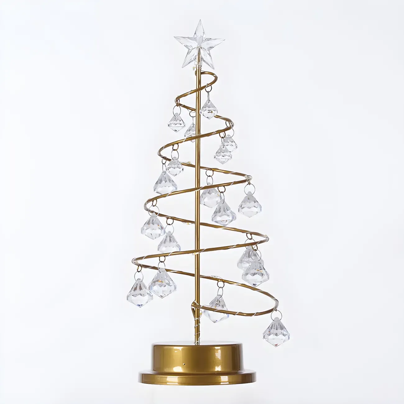 Luxury Crystal Drop LED Christmas Tree Night Light with Gold Frame Image - 4