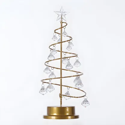 Luxury Crystal Drop LED Christmas Tree Night Light with Gold Frame Image - 4