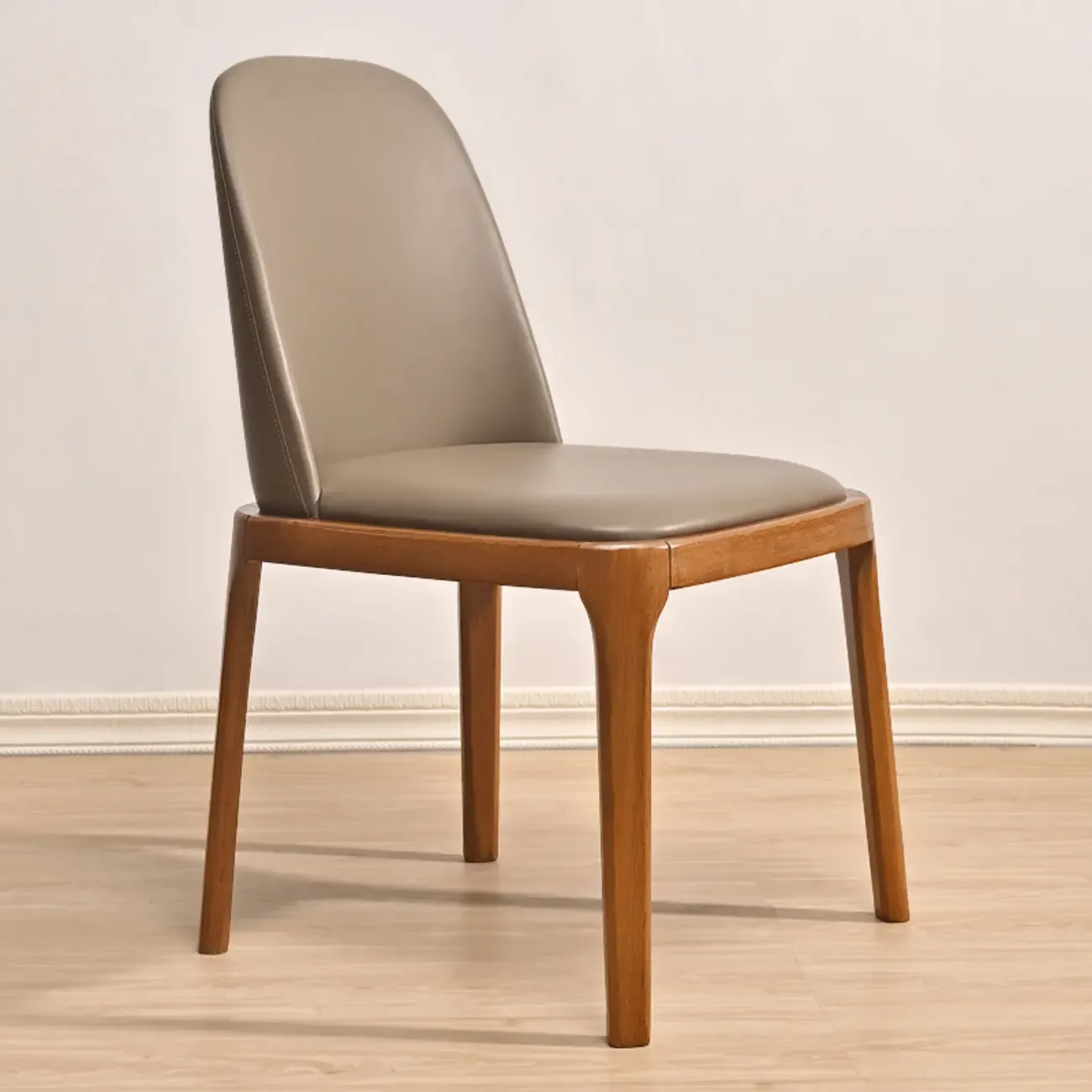 Wooden Modern Dining Chair Solid Back Armless with Upholstered Image - 2