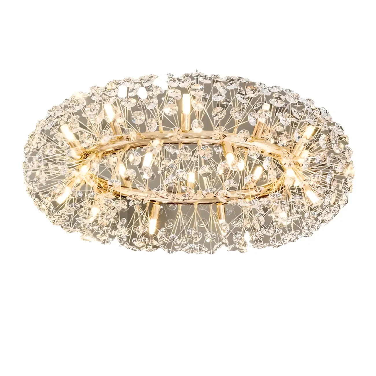 Luxury Crystal Round Chandelier with Geometric Design Image - 5