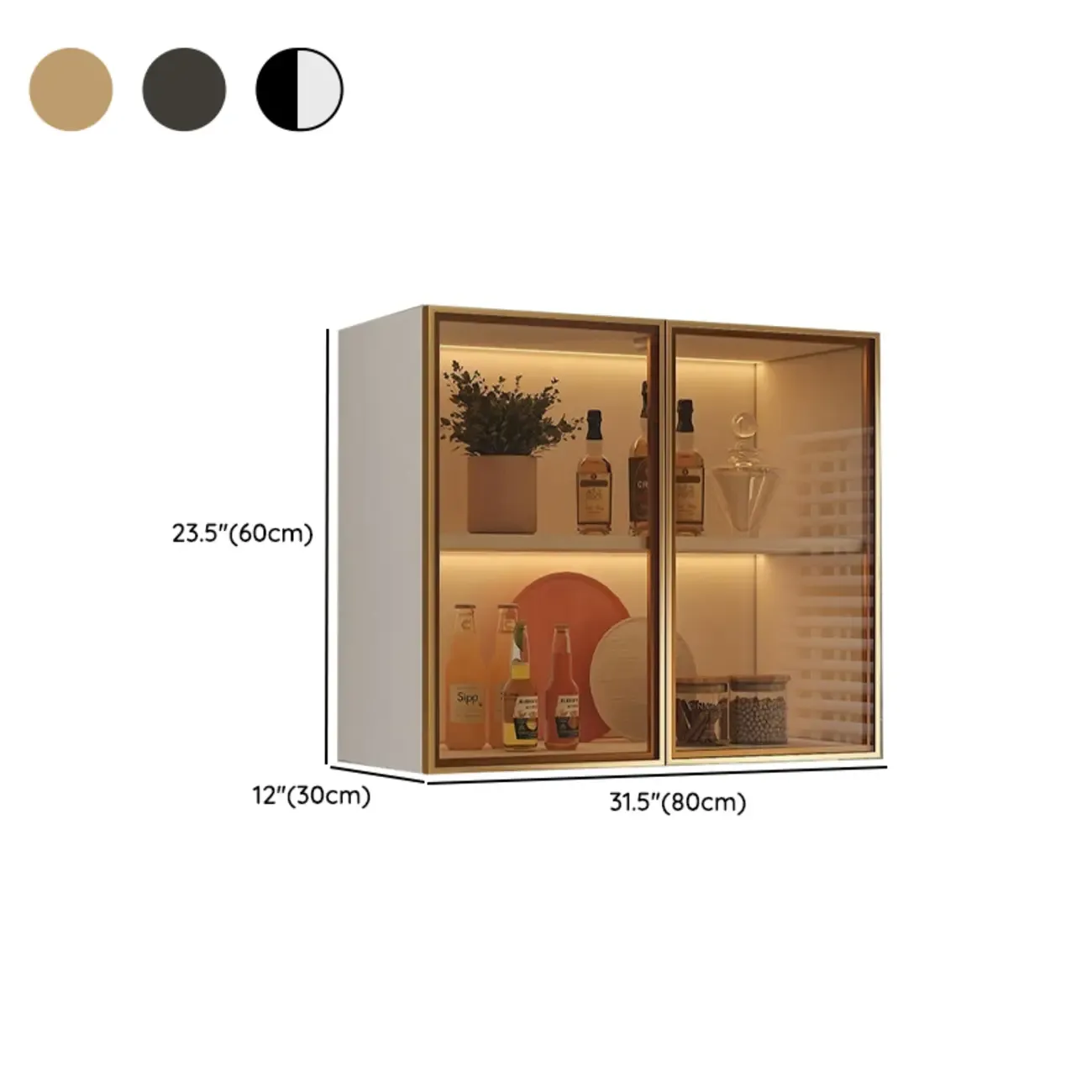 Modern Wood Wall-Mounted Display Cabinet with Glass Image - 28