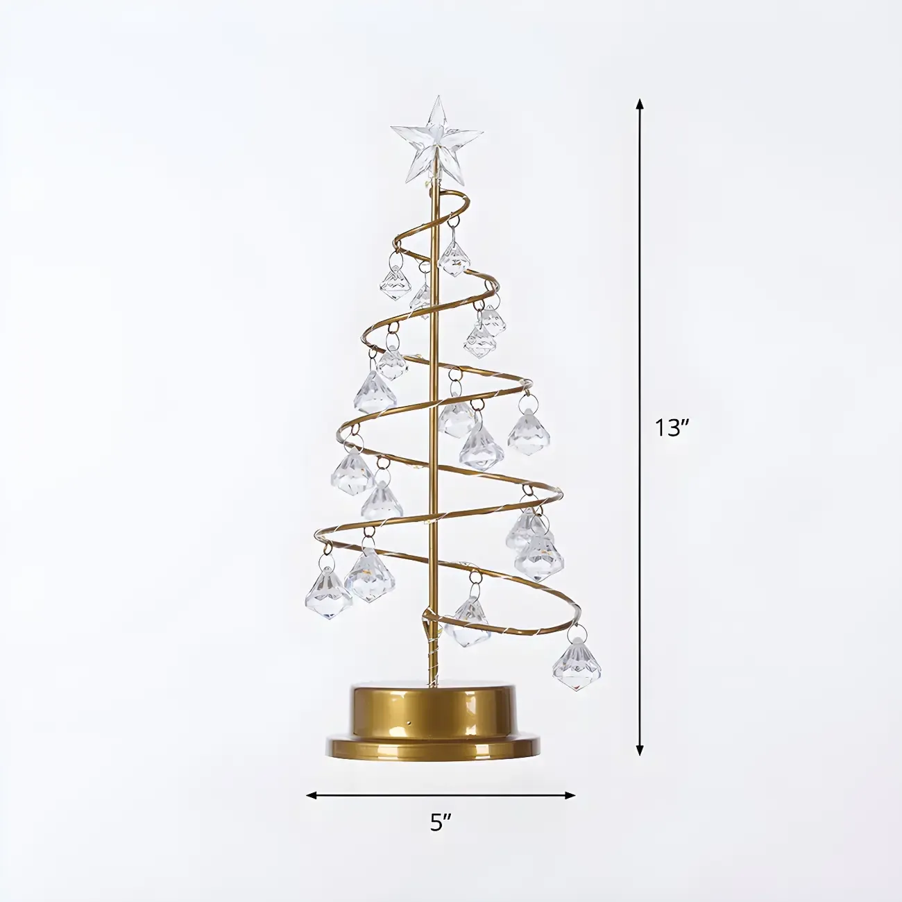 Luxury Crystal Drop LED Christmas Tree Night Light with Gold Frame Image - 5