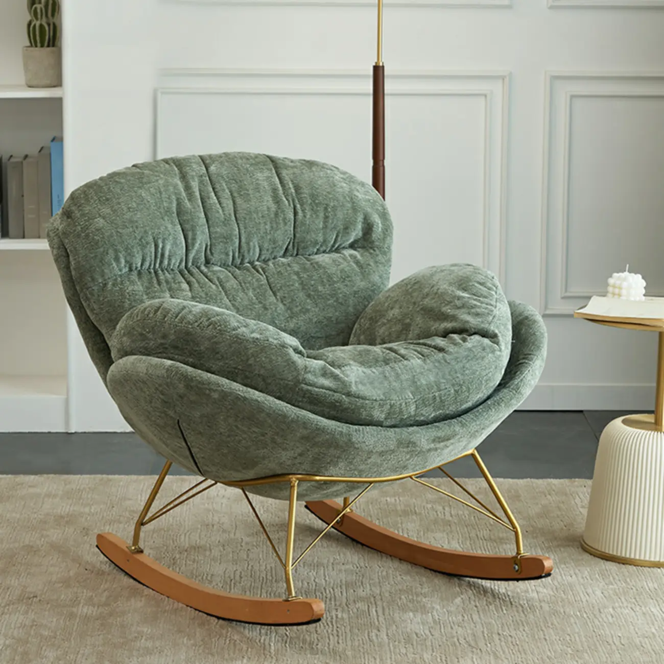 Modern Velvet Ergonomic Upholstered Rocking Chair for Nursery Image - 2 | homeyfad
