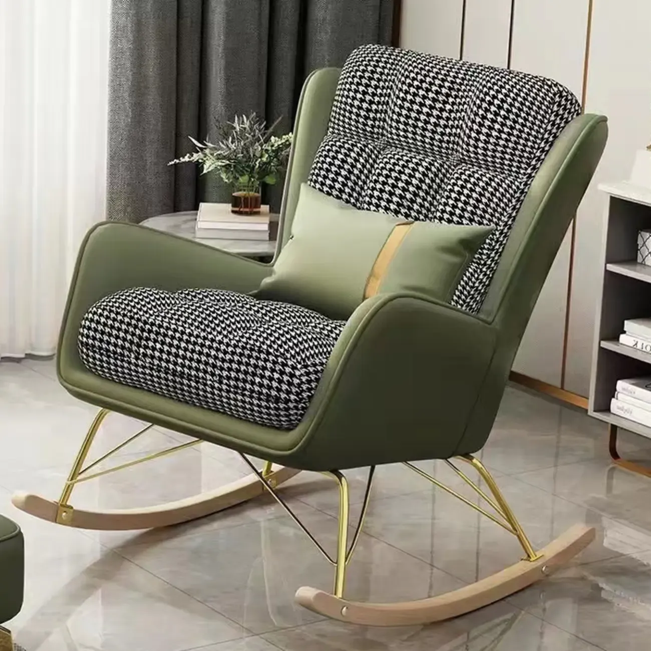 Modern Upholstered Rocking Chair with Optional Ottoman Image - 3