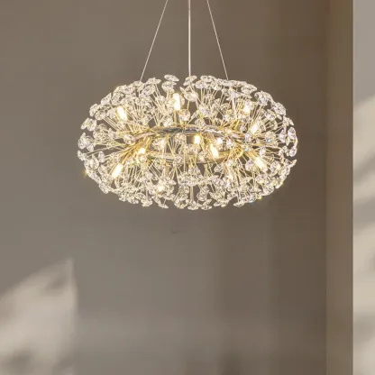 Luxury Crystal Round Chandelier with Geometric Design Image - 6