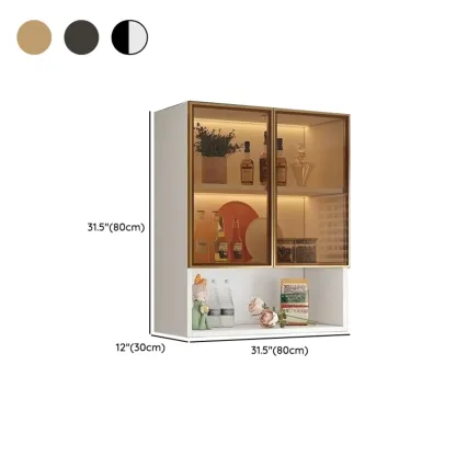 Modern Wood Wall-Mounted Display Cabinet with Glass Image - 29