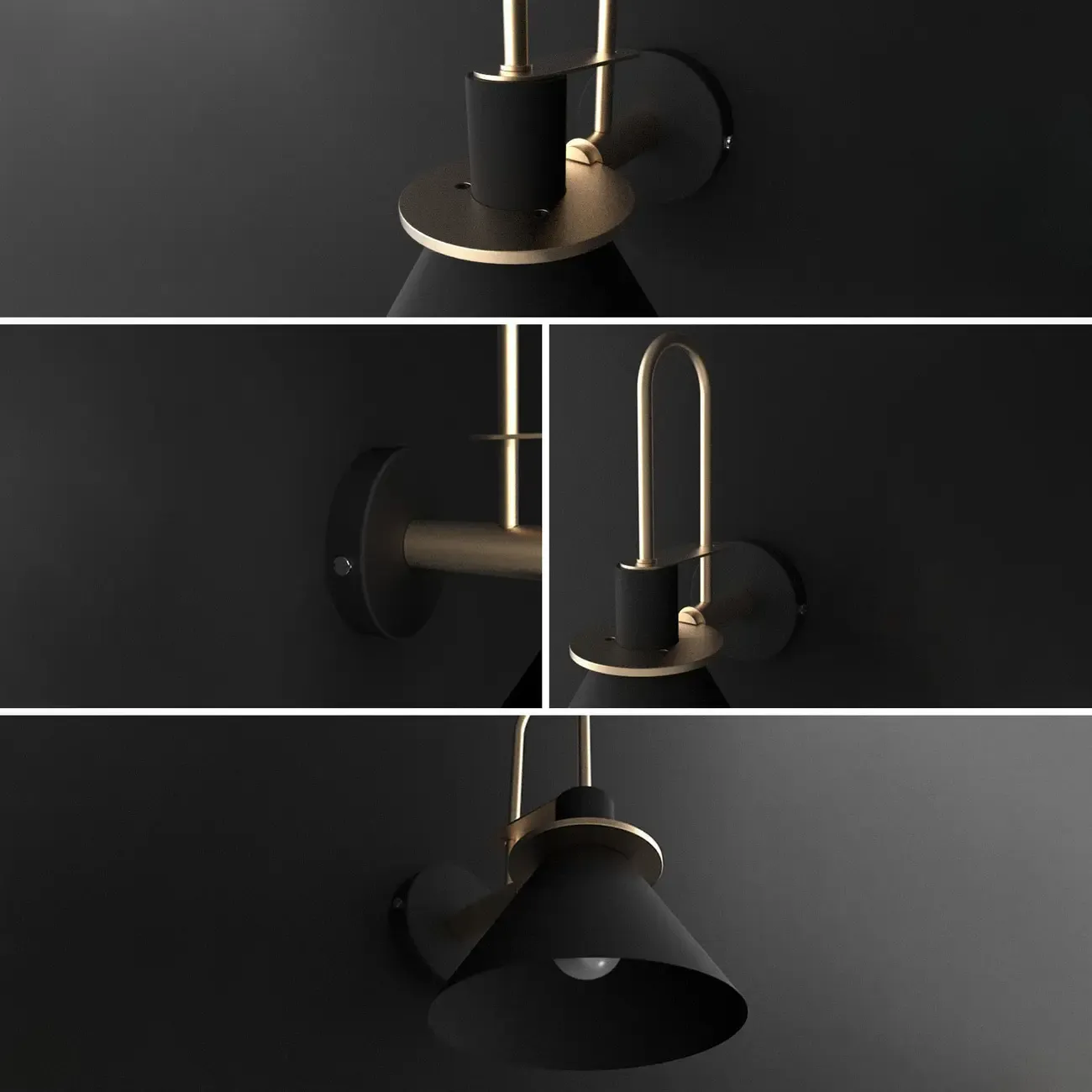 Modern 1-Light Cone Bath Vanity Light with Iron Shade Image - 14