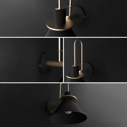 Modern 1-Light Cone Bath Vanity Light with Iron Shade Image - 14