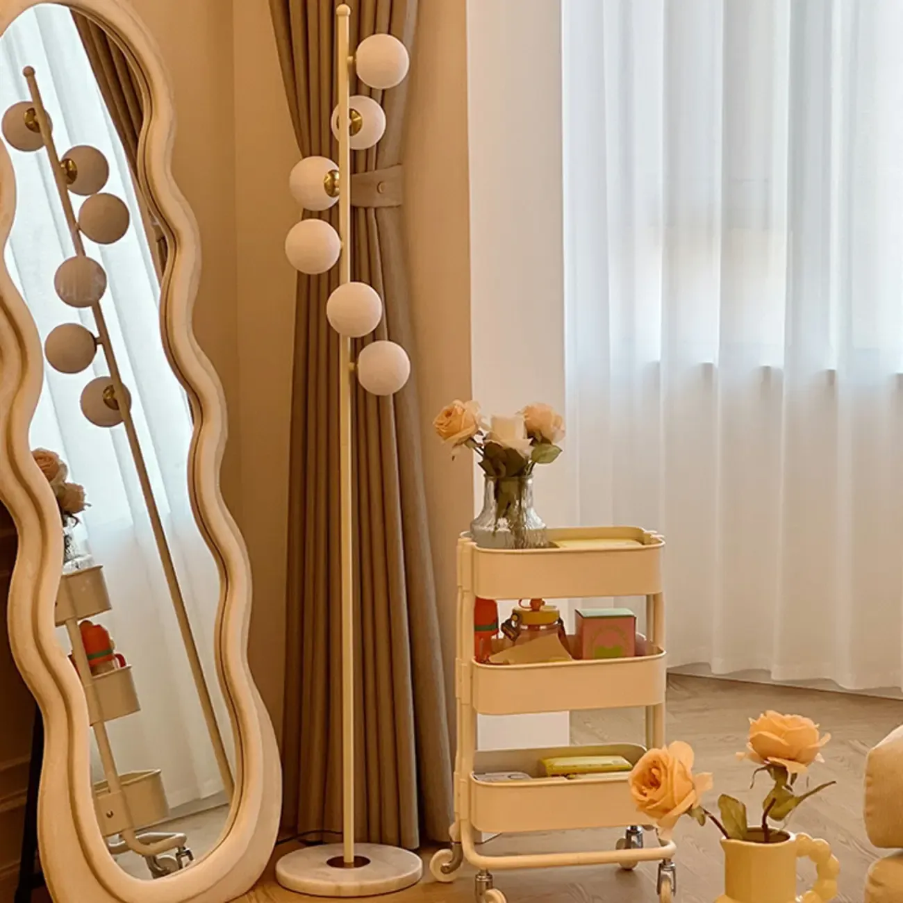 Minimalist Adjustable Globe Glass Shade 6 light Standing Floor Lamp Image - 6