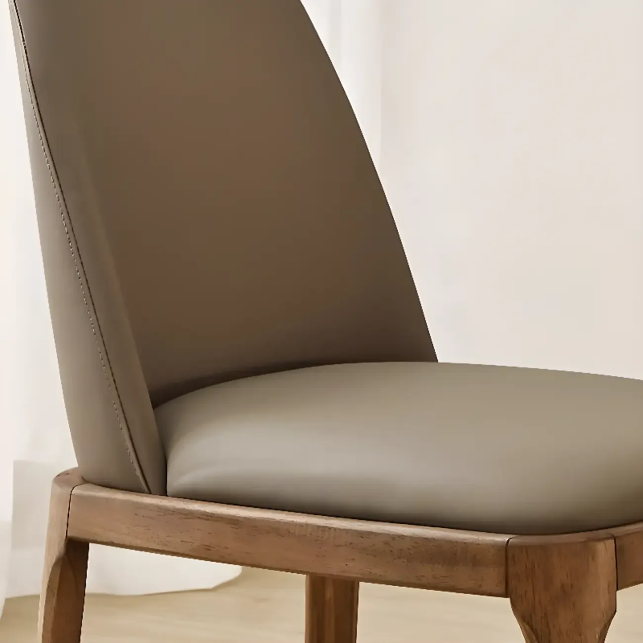 Wooden Modern Dining Chair Solid Back Armless with Upholstered Image - 4