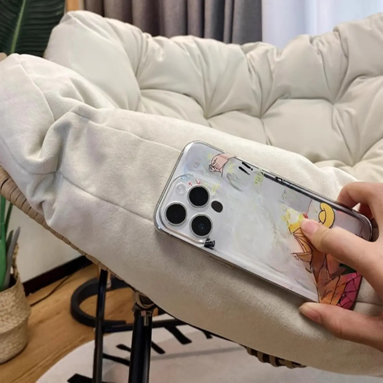 Upholstered Armless Rocking Chair with Cushion for Living room Image - 12 | homeyfad