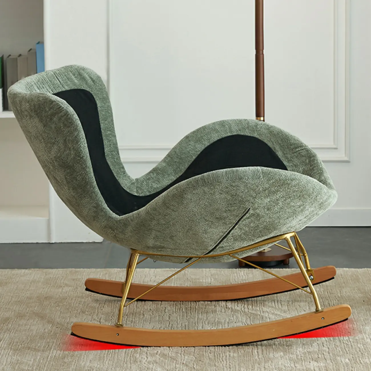 Modern Velvet Ergonomic Upholstered Rocking Chair for Nursery Image - 3 | homeyfad