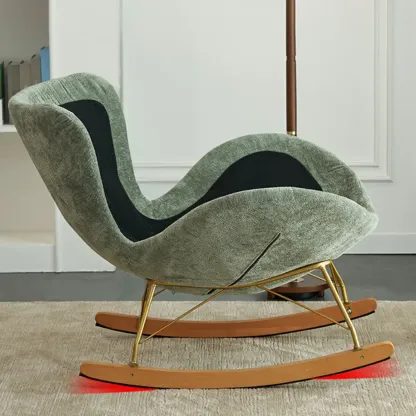 Modern Velvet Ergonomic Upholstered Rocking Chair for Nursery Image - 3