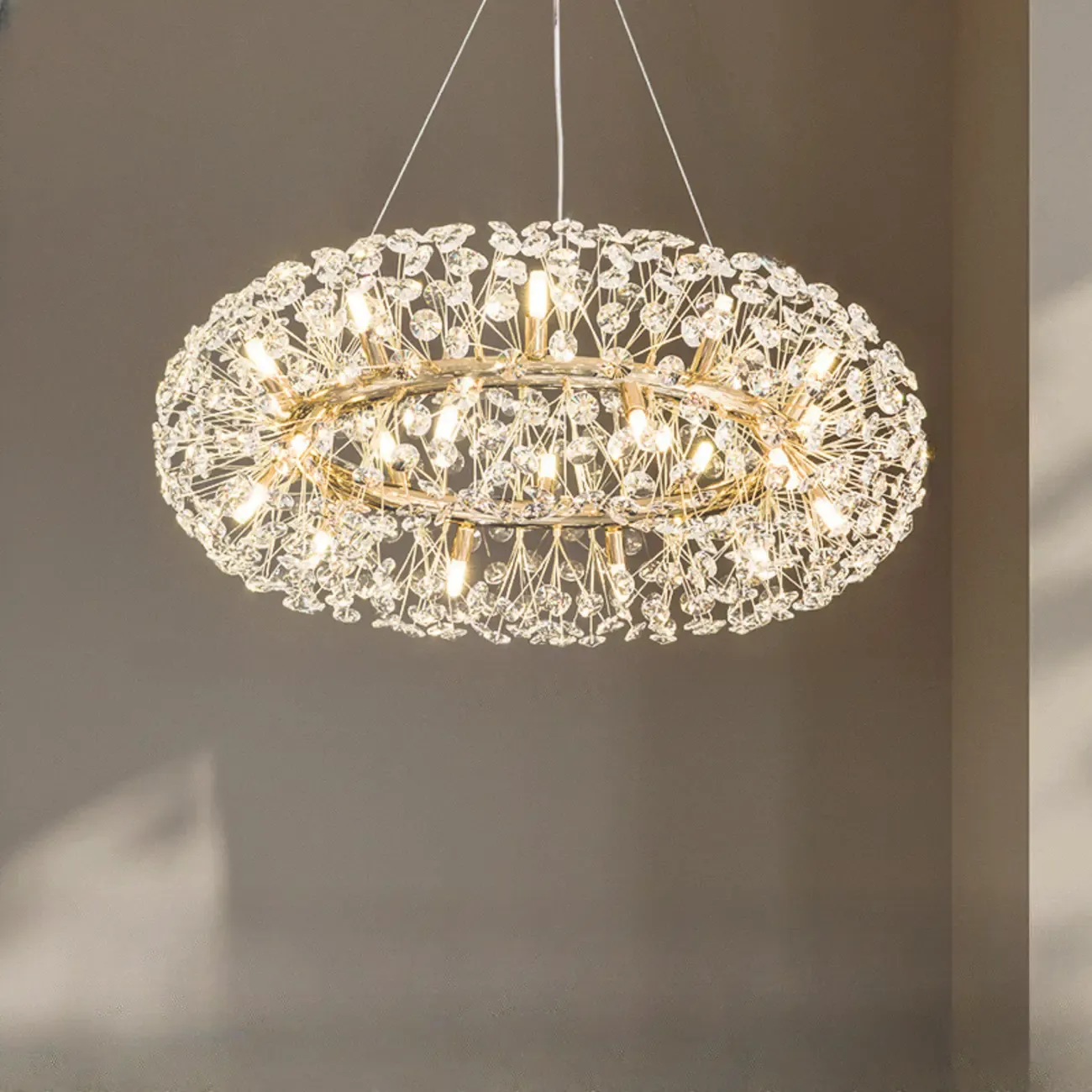 Luxury Crystal Round Chandelier with Geometric Design Image - 7