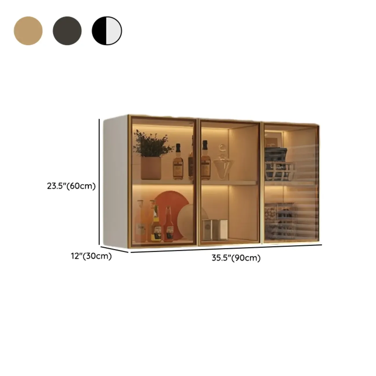 Modern Wood Wall-Mounted Display Cabinet with Glass Image - 30