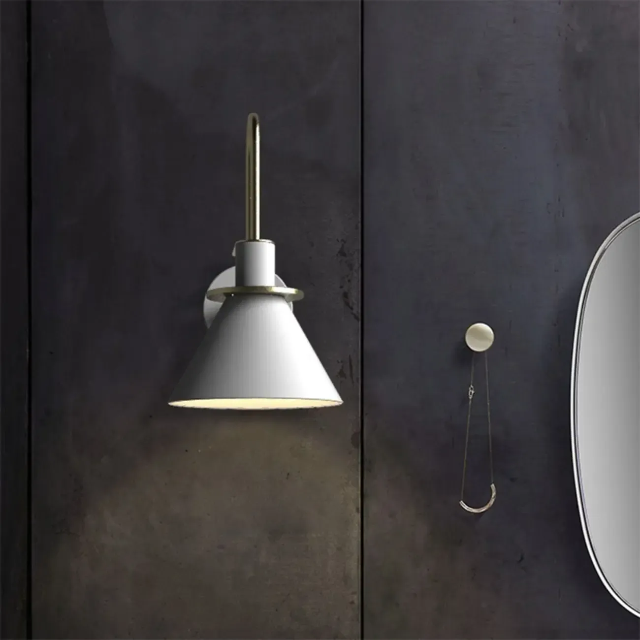 Modern 1-Light Cone Bath Vanity Light with Iron Shade Image - 15