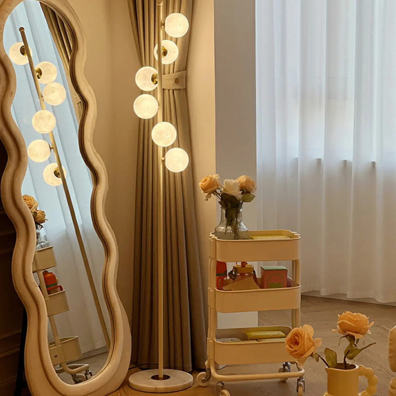 Minimalist Adjustable Globe Glass Shade 6 light Standing Floor Lamp Image - 5 | homeyfad