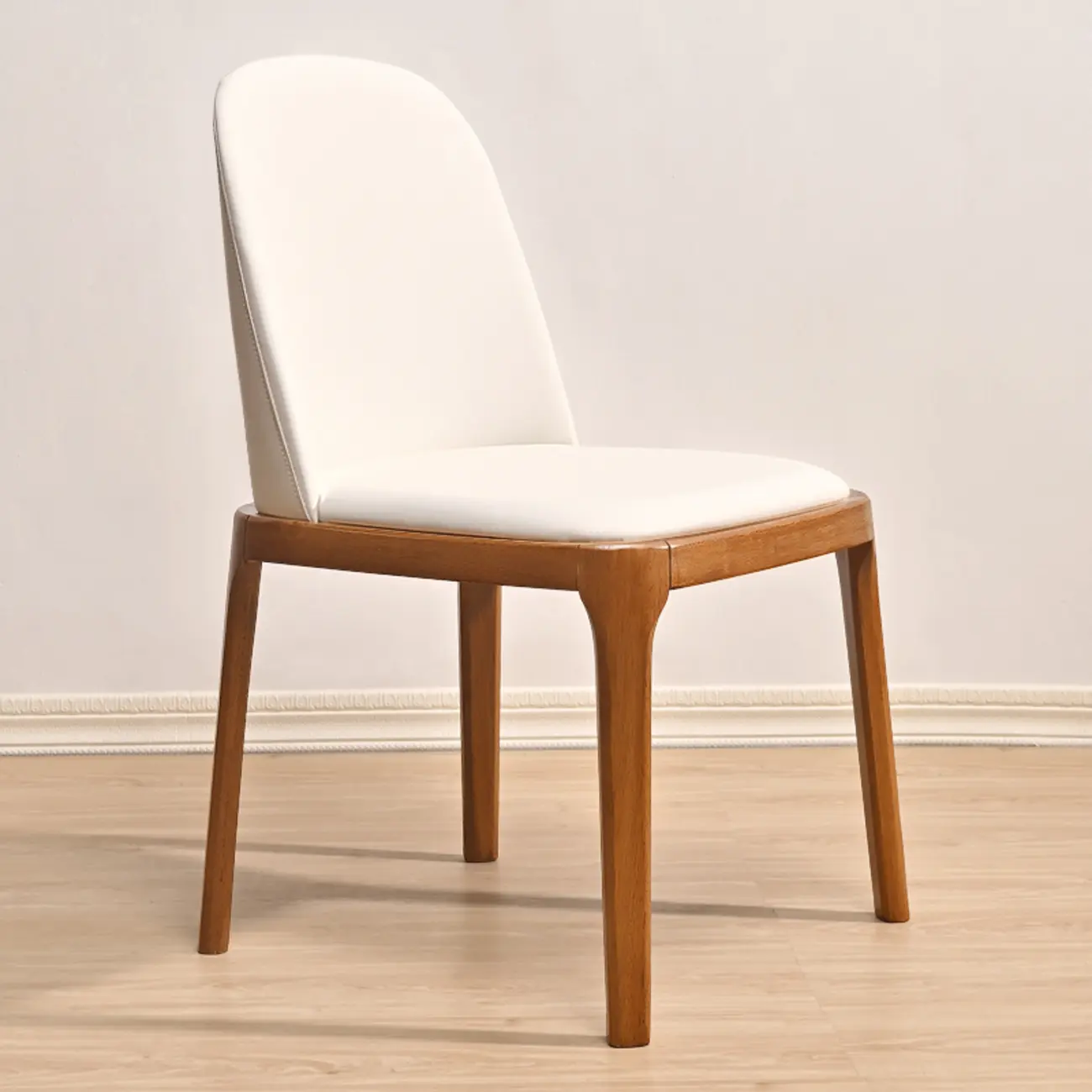 Wooden Modern Dining Chair Solid Back Armless with Upholstered Image - 5 | homeyfad
