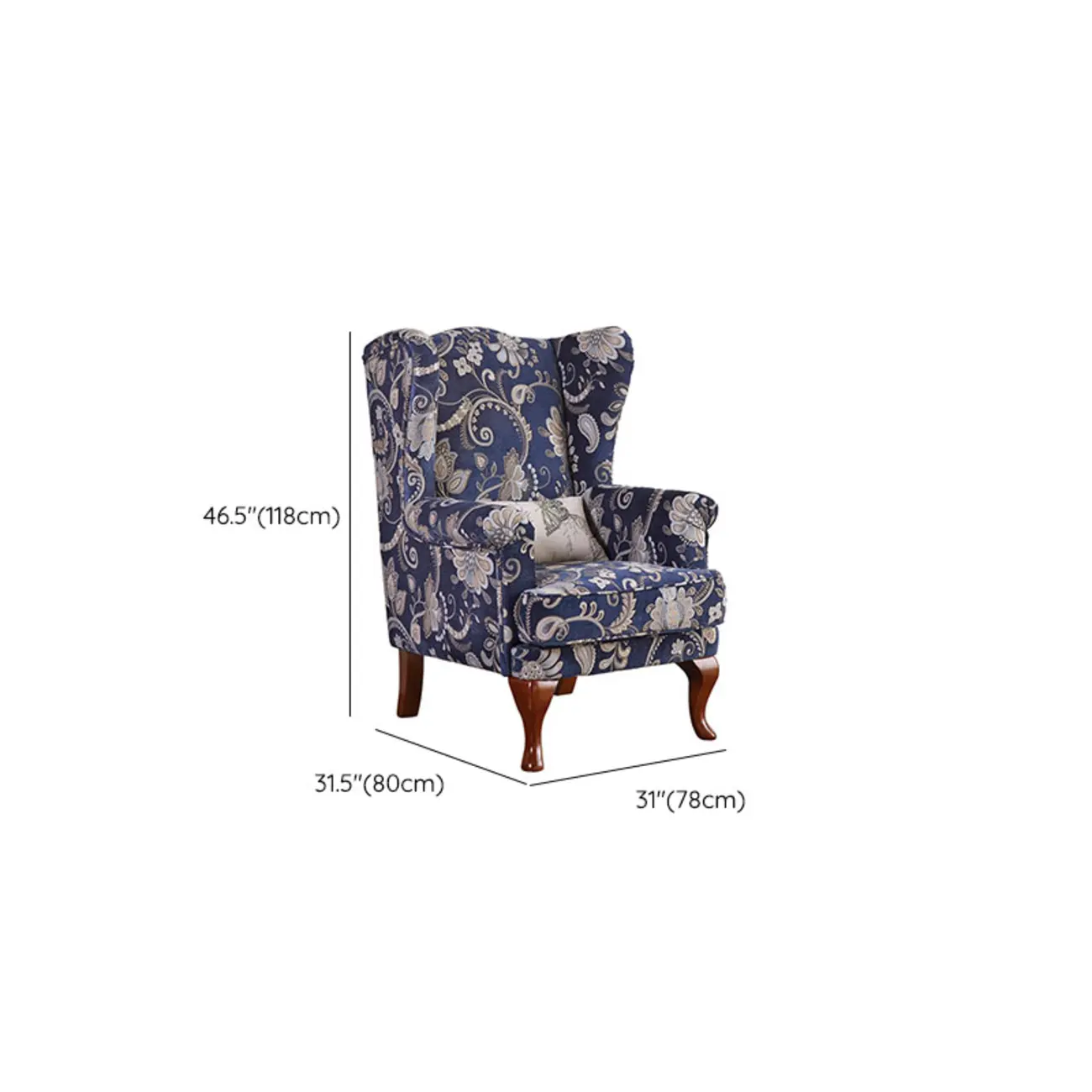 Traditional Fabric Wingback Chair with Ottoman for Living Room #size | homeyfad