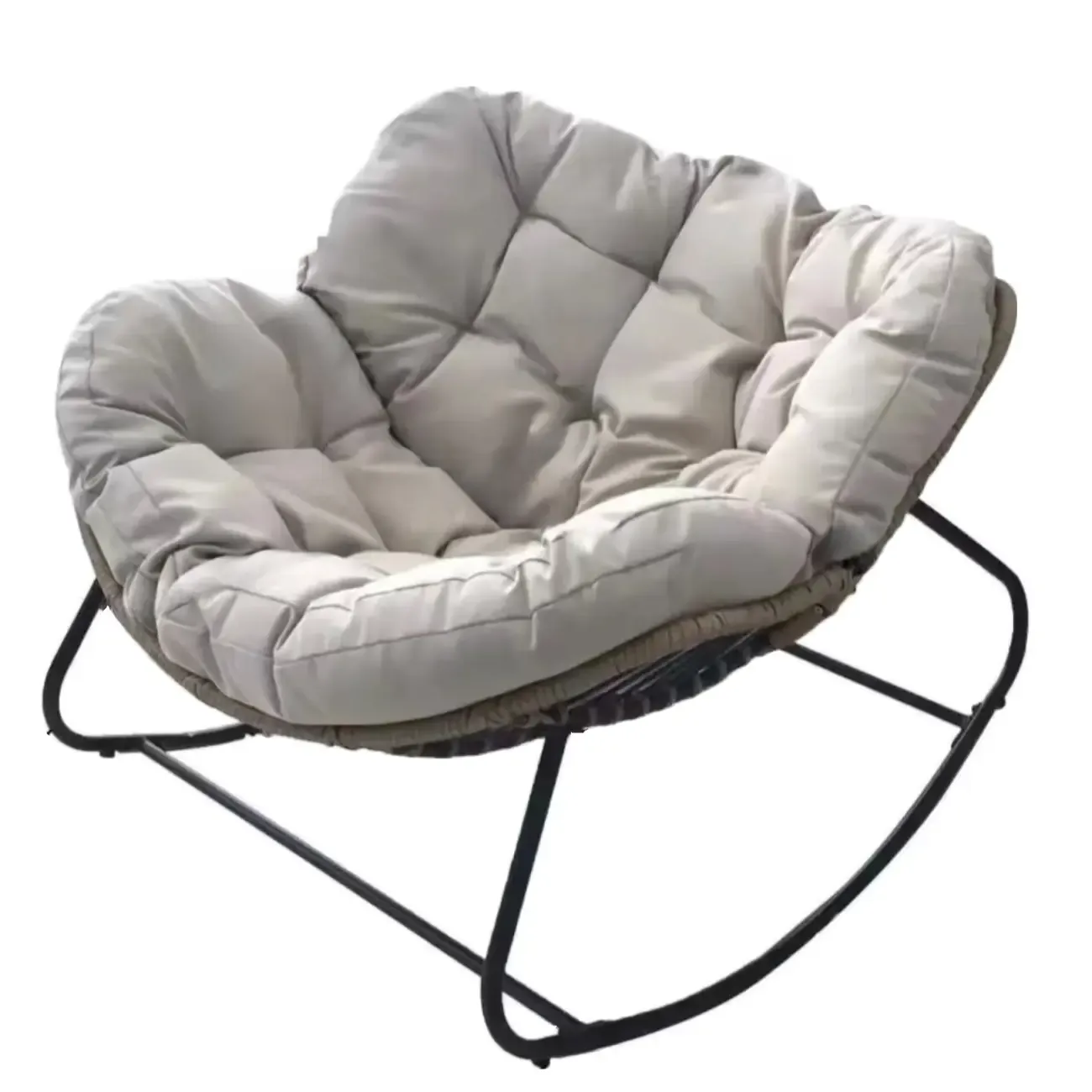 Upholstered Armless Rocking Chair with Cushion for Living room Image - 13