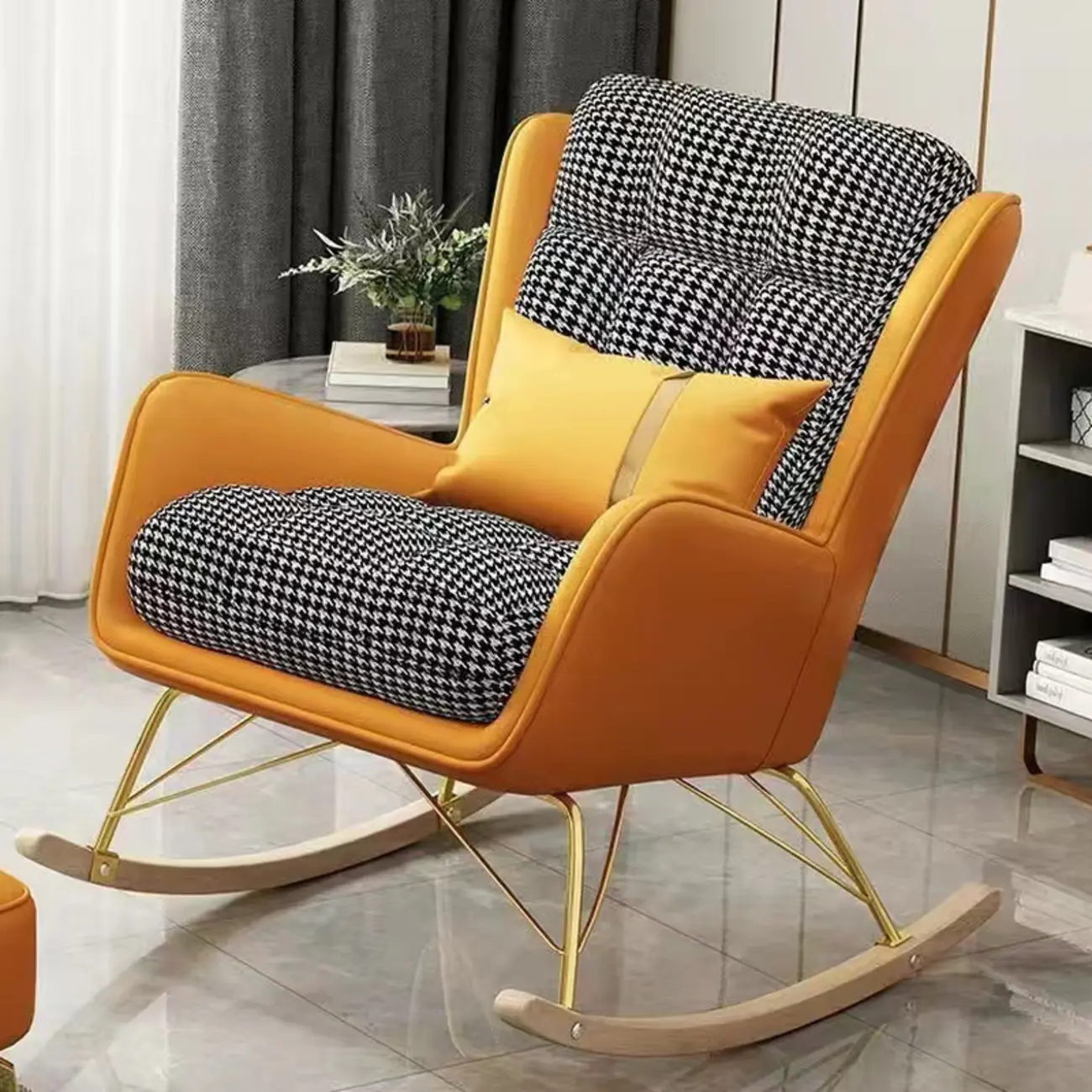 Modern Upholstered Rocking Chair with Optional Ottoman Image - 5 | homeyfad