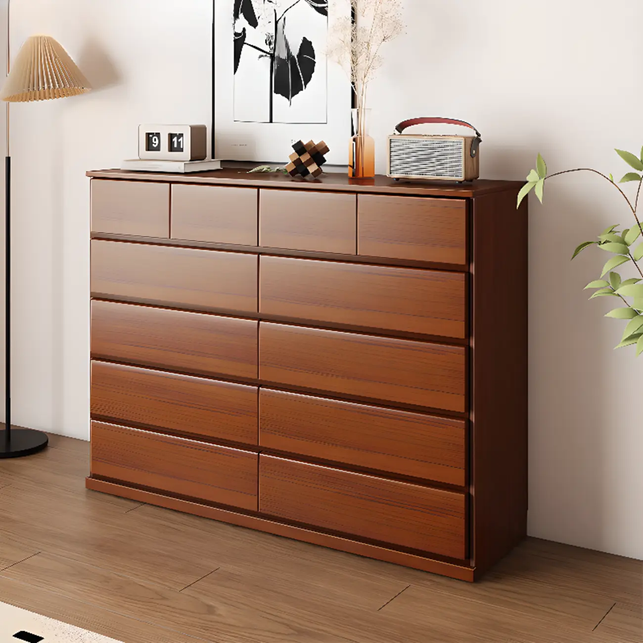 Modern Wood Dresser Light Walnut with 6-Drawers Storage Image - 26 | homeyfad