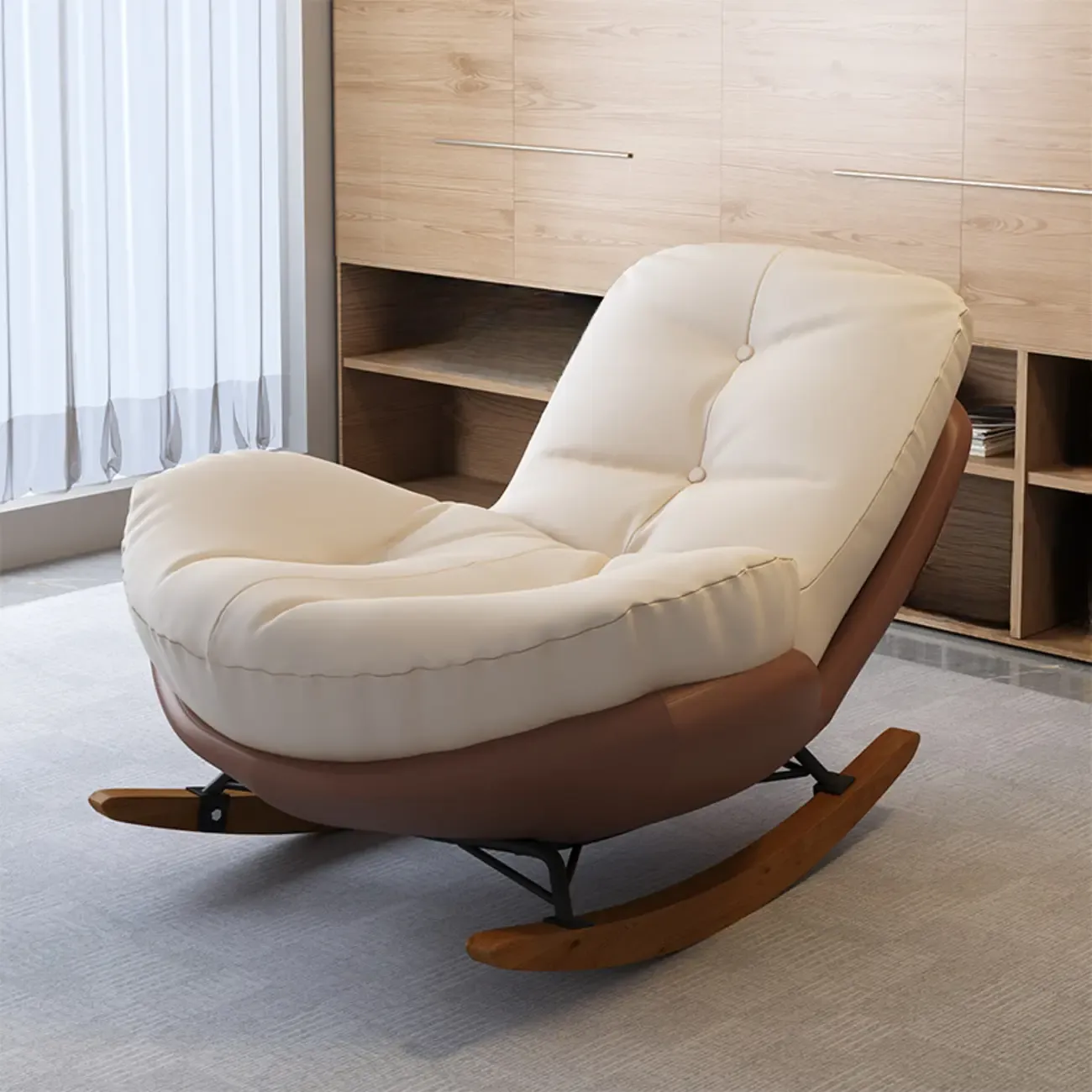 Scandinavian Upholstered Rocking Chair with Optional Ottoman Image - 1