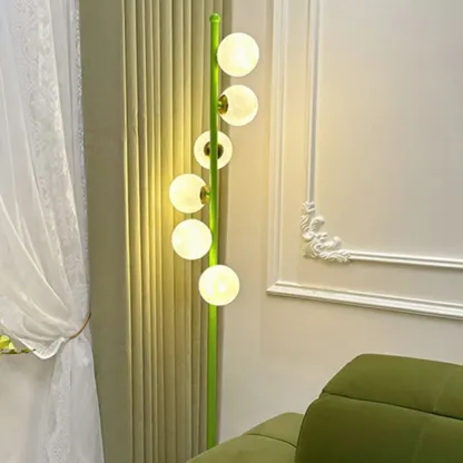 Minimalist Adjustable Globe Glass Shade 6 light Standing Floor Lamp Image - 9