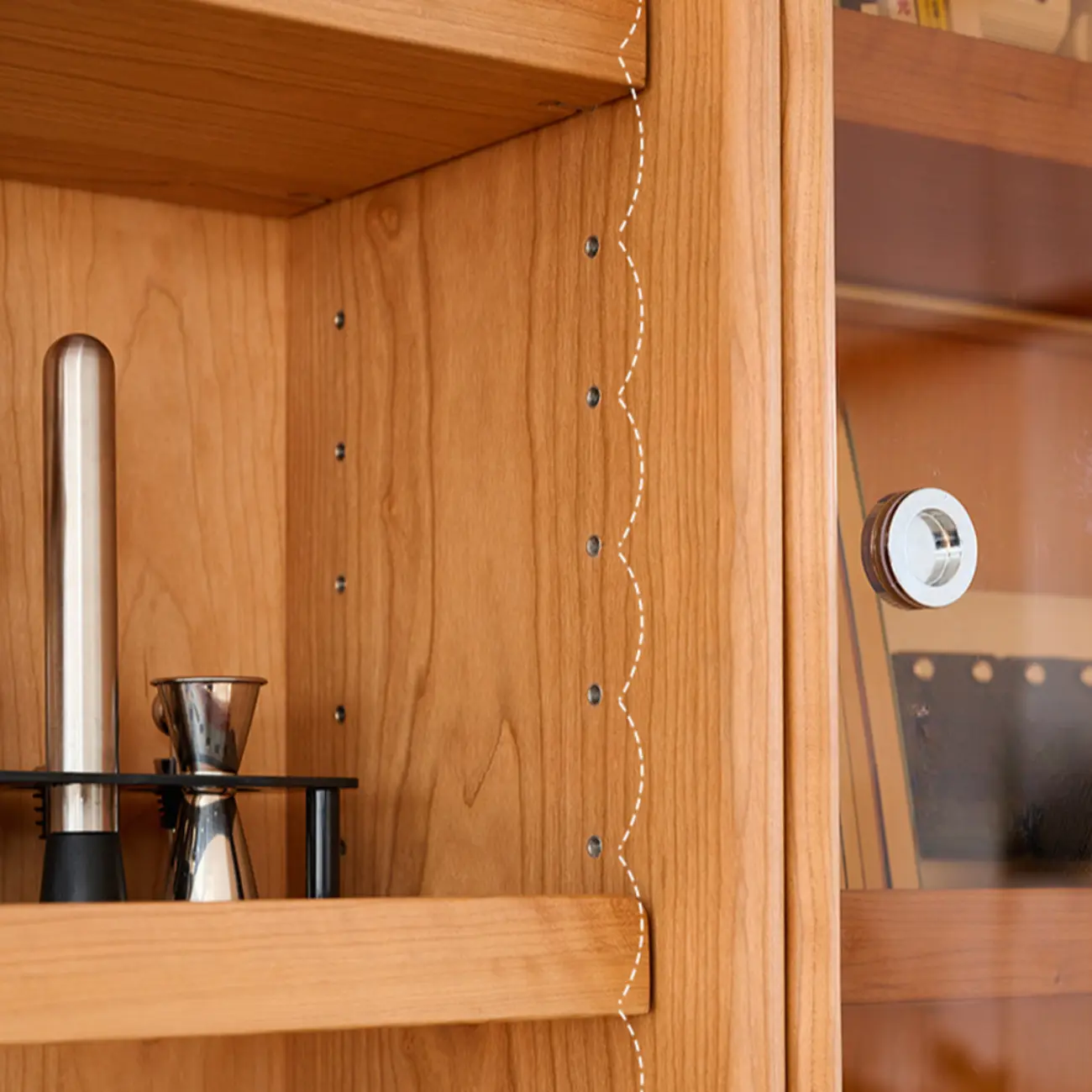 Traditional Wooden Open Display Cabinet with Storage for Living Room Image - 14 | homeyfad