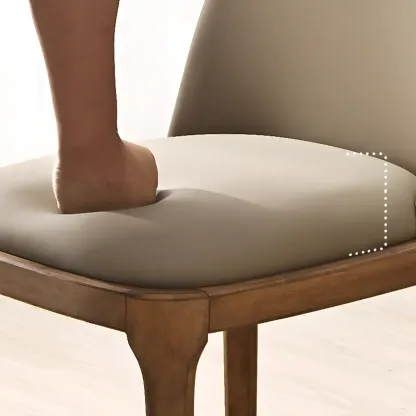 Wooden Modern Dining Chair Solid Back Armless with Upholstered Image - 6