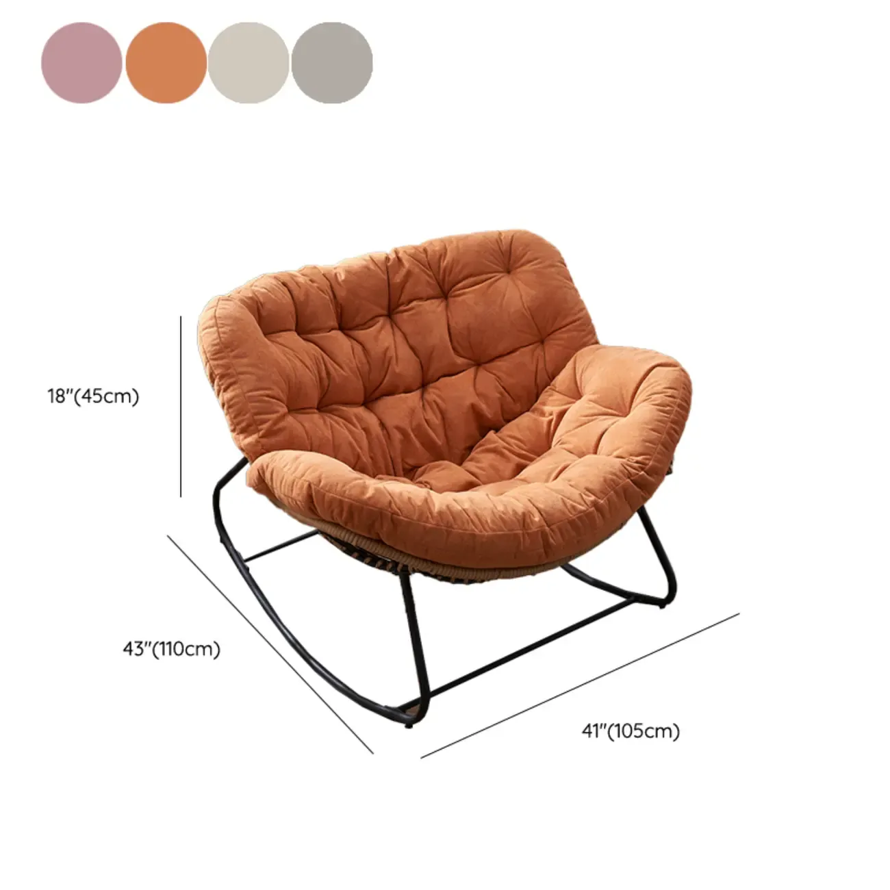 Upholstered Armless Rocking Chair with Cushion for Living room #size