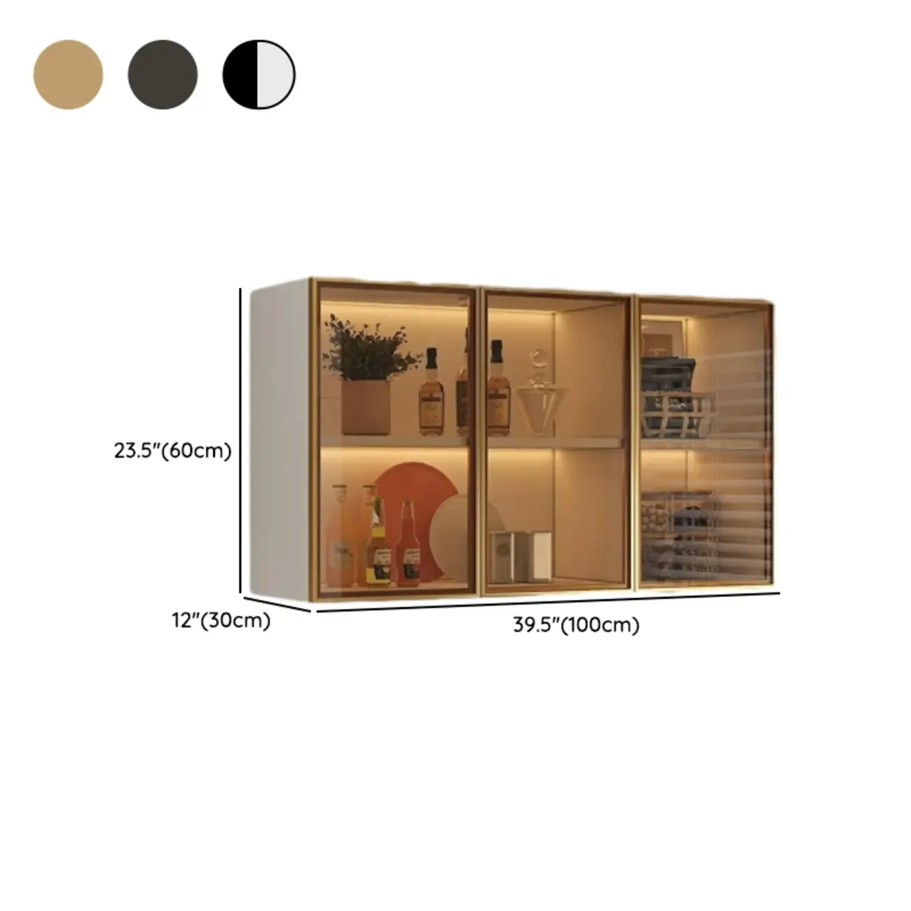 Modern Wood Wall-Mounted Display Cabinet with Glass Image - 32