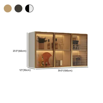 Modern Wood Wall-Mounted Display Cabinet with Glass Image - 32