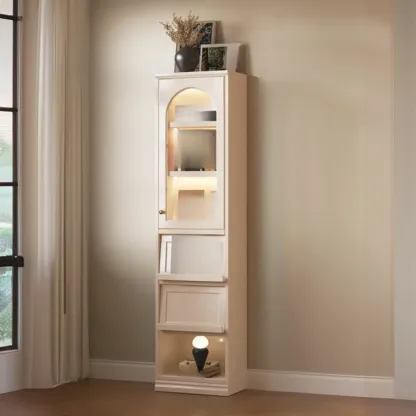 Wooden Display Cabinet with Glass Doors and Shelves Image - 8