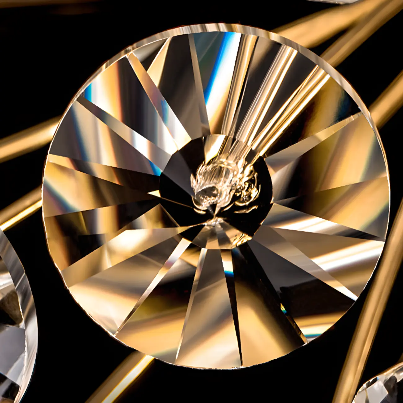 Luxury Crystal Round Chandelier with Geometric Design Image - 9 | homeyfad