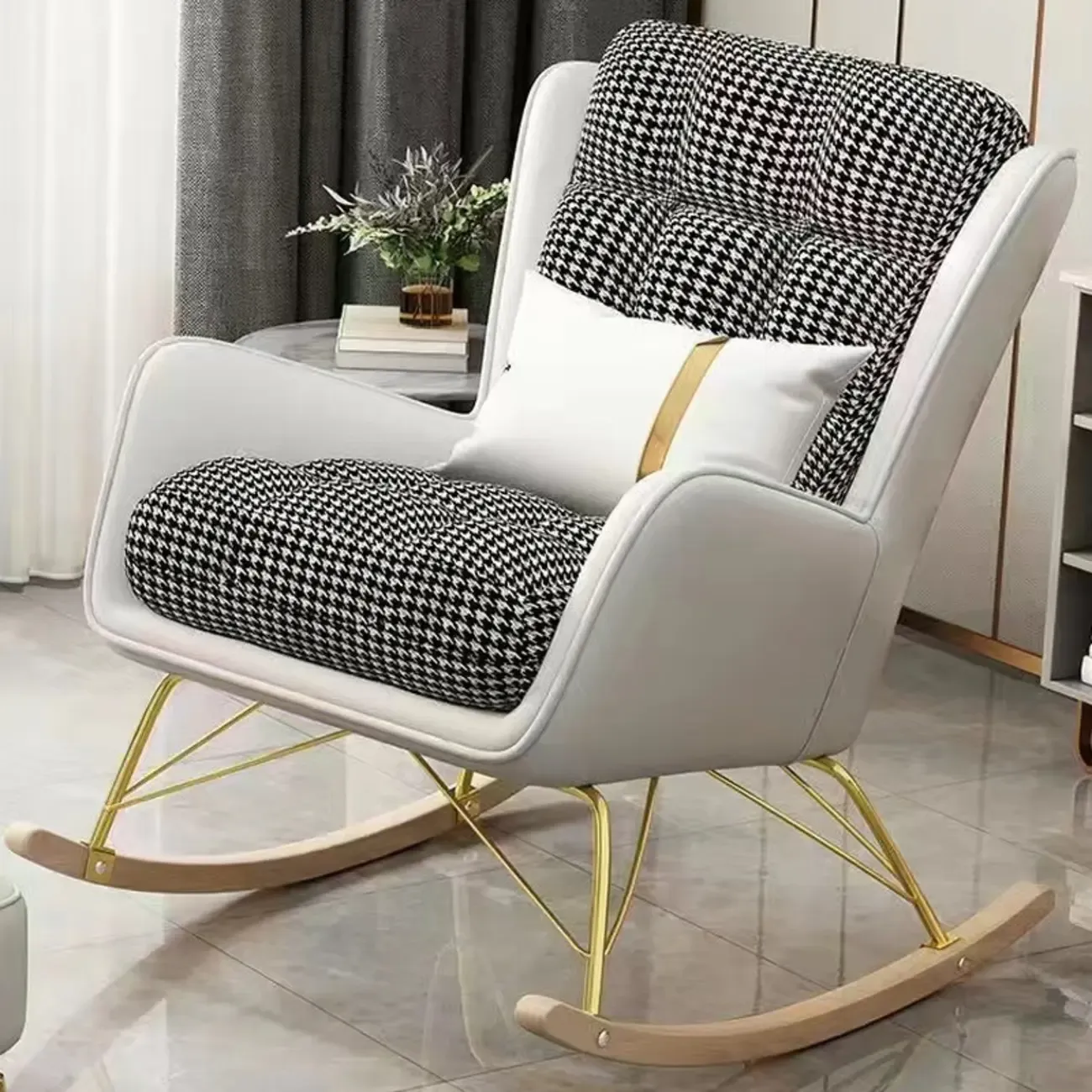Modern Upholstered Rocking Chair with Optional Ottoman - HomeyFad